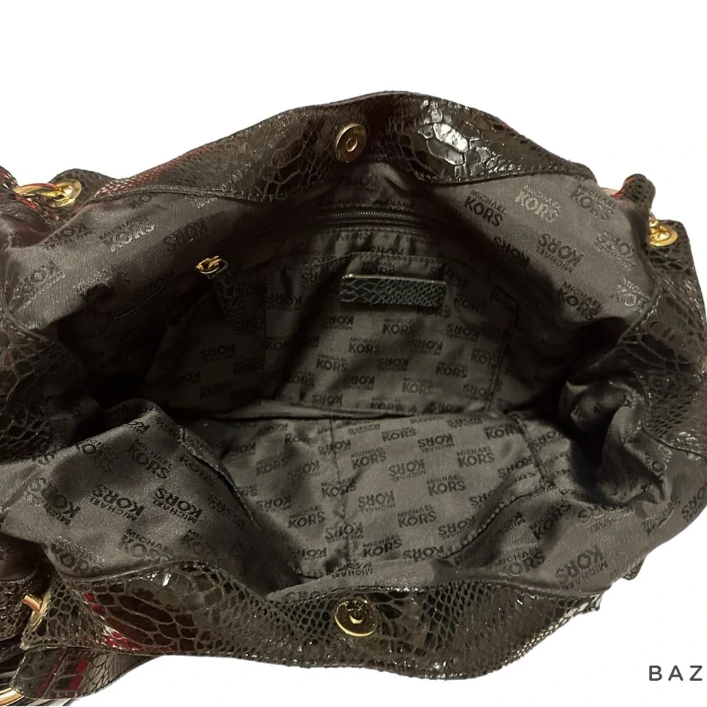 Michael Kors black, reptile print hobo‎ style bag
